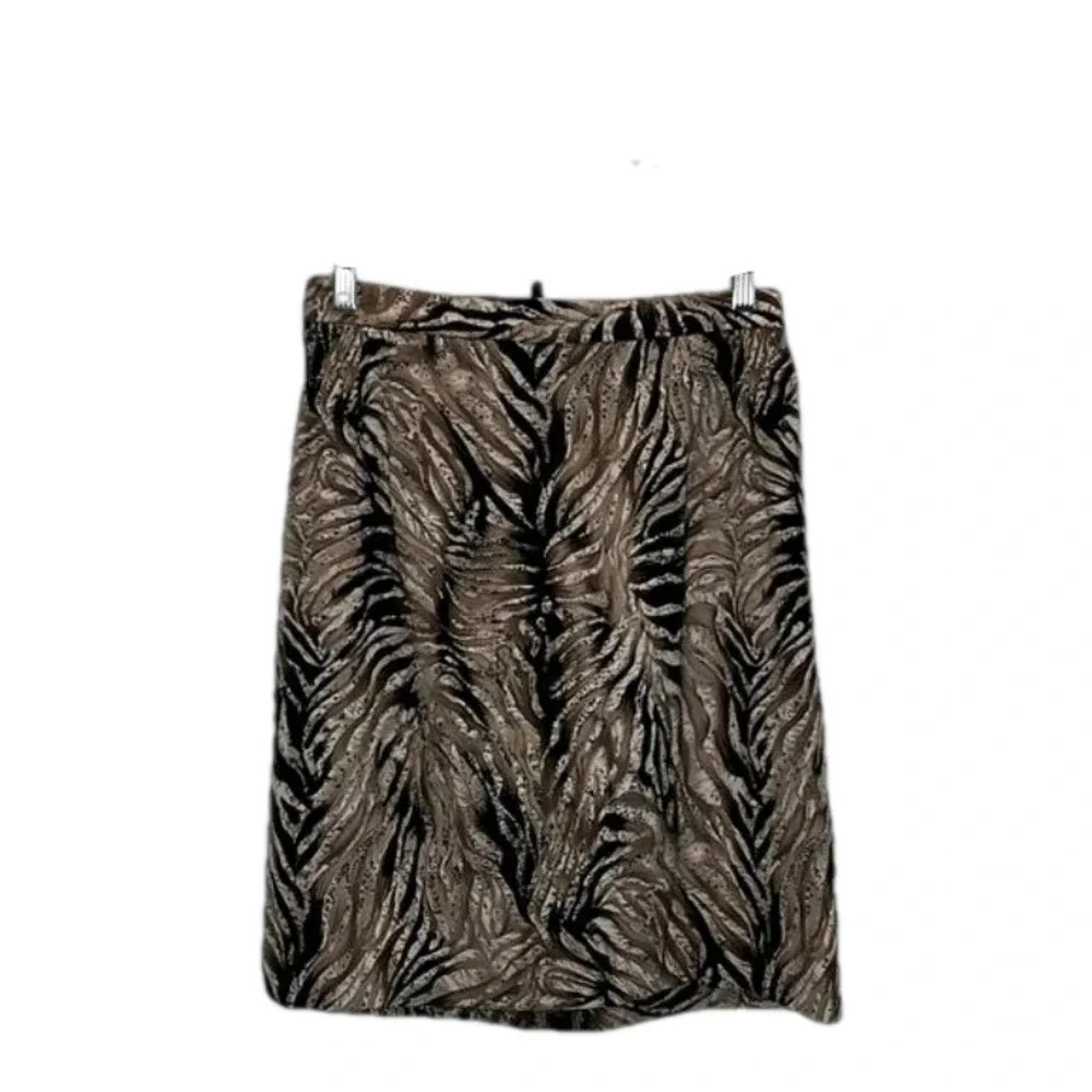 John Roberts Size 12 Fun Pattern Pencil Skirt Zipper Back Small Slit Skirt Skirt